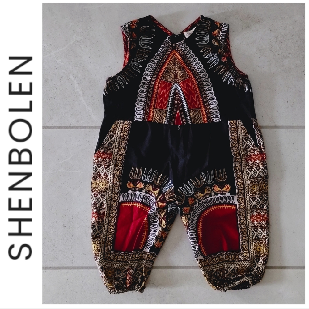 Dashiki Print One-Piece Romper